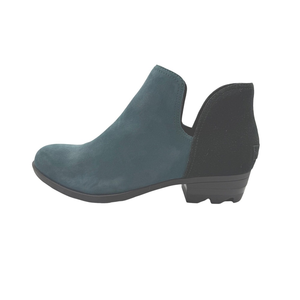 Sorel Lolla Cut Out Bootie Deep Teal Black Suede Ankle Boots Size 10 NL3783-375